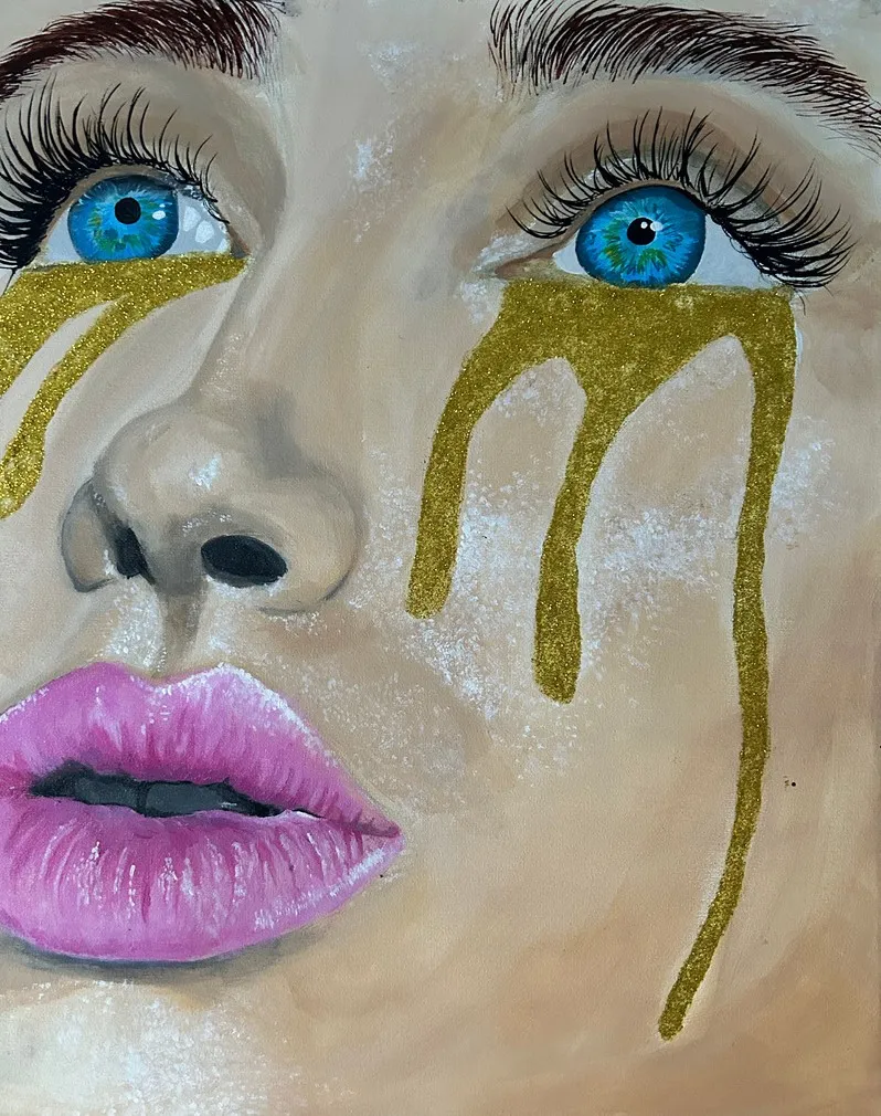 Gold Tears — Acrylic on canvas by Ashlyn Berry Collins