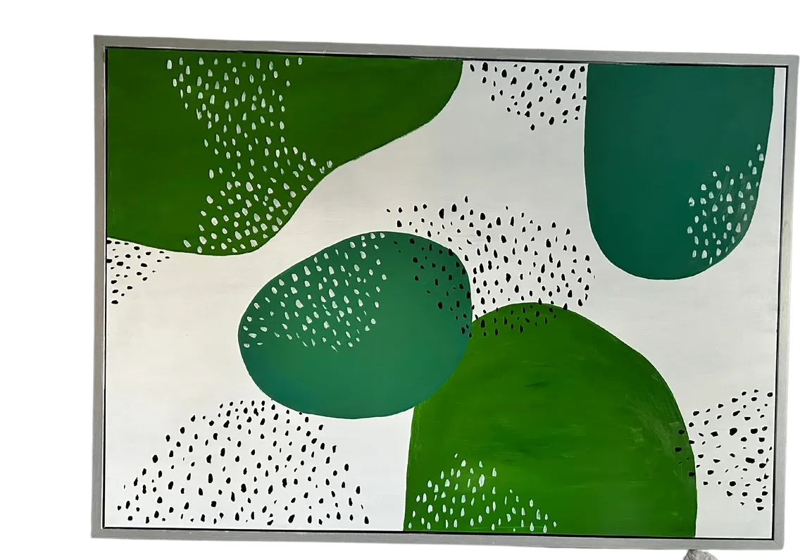 Green Abstract — Acrylic on canvas, framed by Ashlyn Berry Collins