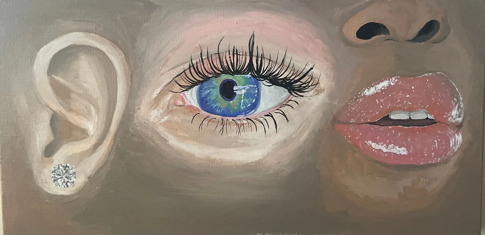Hear No Evil, See No Evil, Speak No Evil — Acrylic on canvas, triptych by Ashlyn Berry Collins